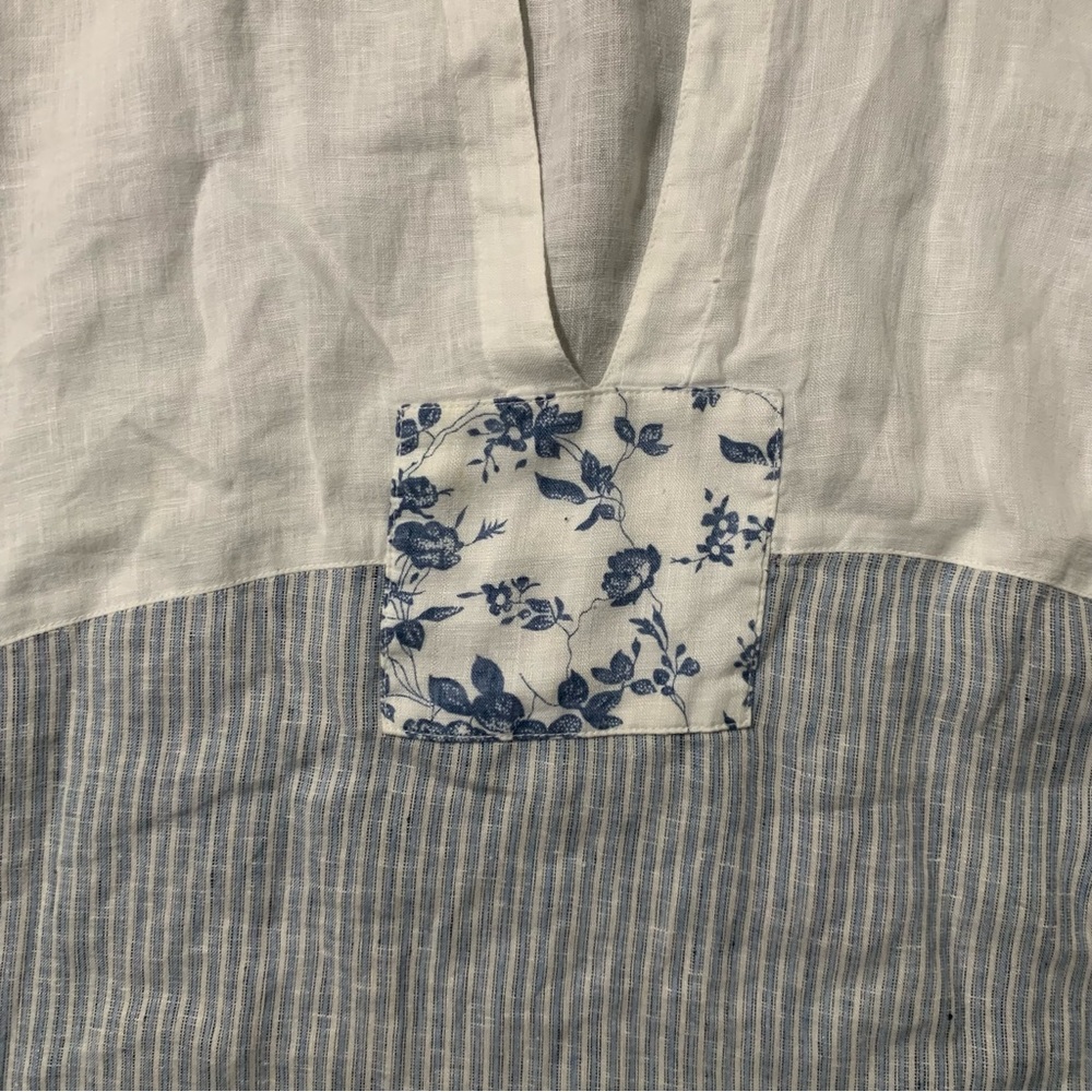 Super Cool Cp Shades Striped Patchwork Linen Top - image 7